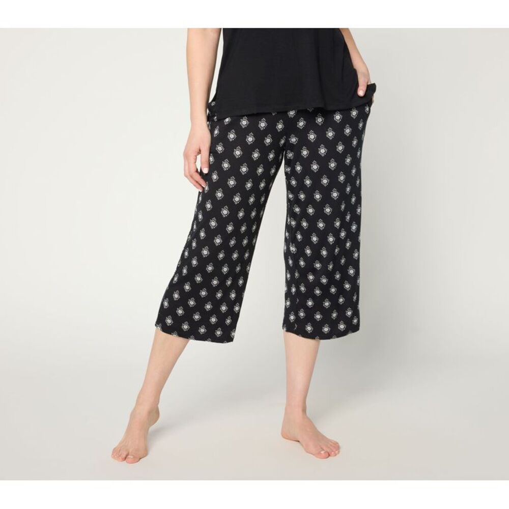 Cuddl Duds Women's Plus Sz Pants 2X Soft Cropped Pant Multi-colored